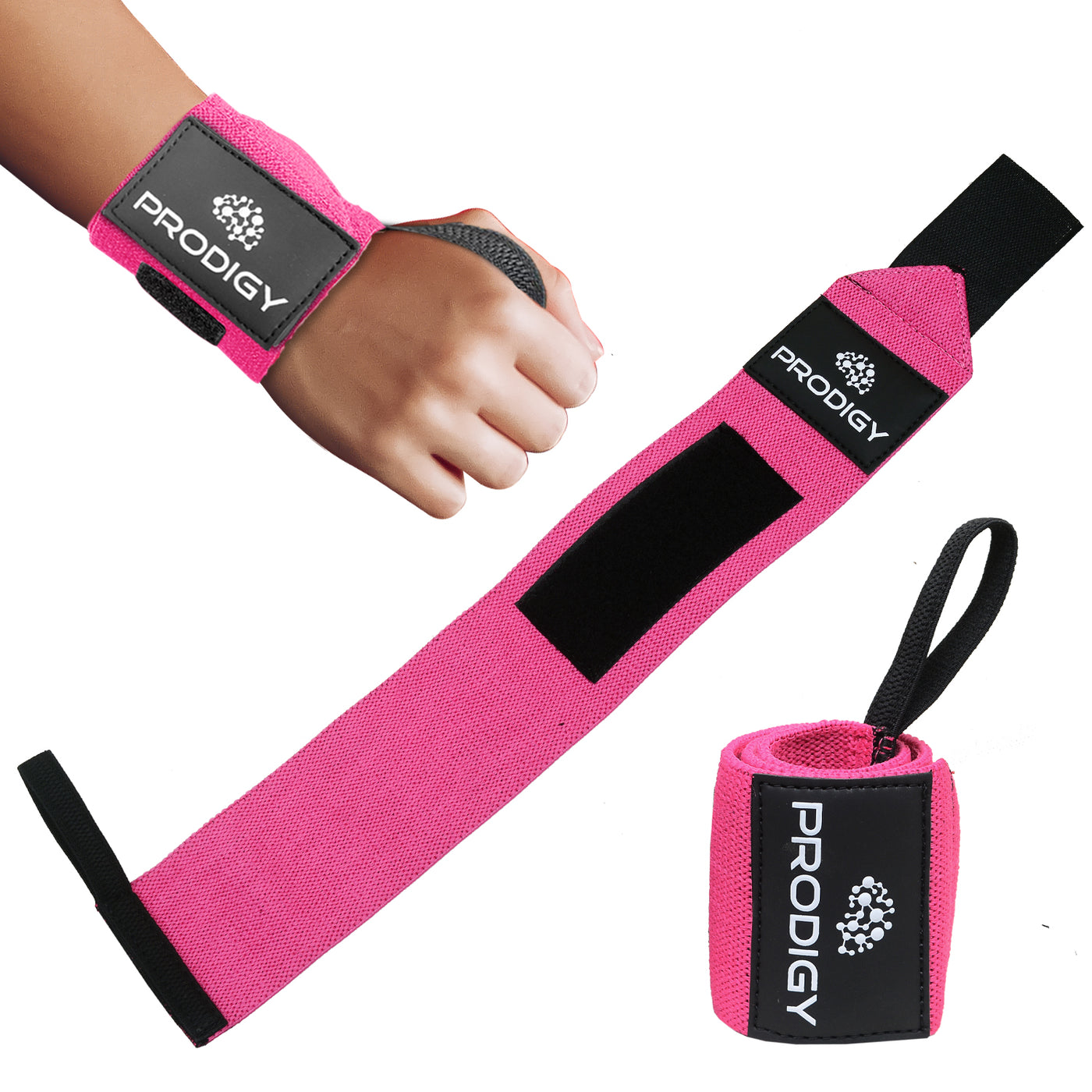 Weightlifting Wrist Wraps - Black - Dark Green - Pink