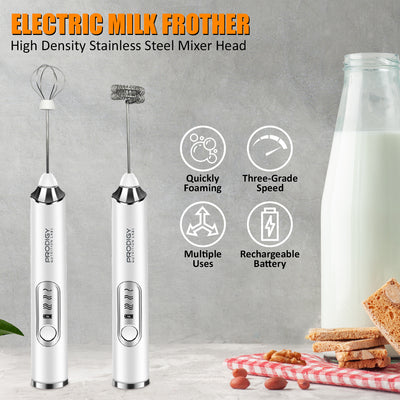 Milk Frother - Supplement Mixer - White & Black